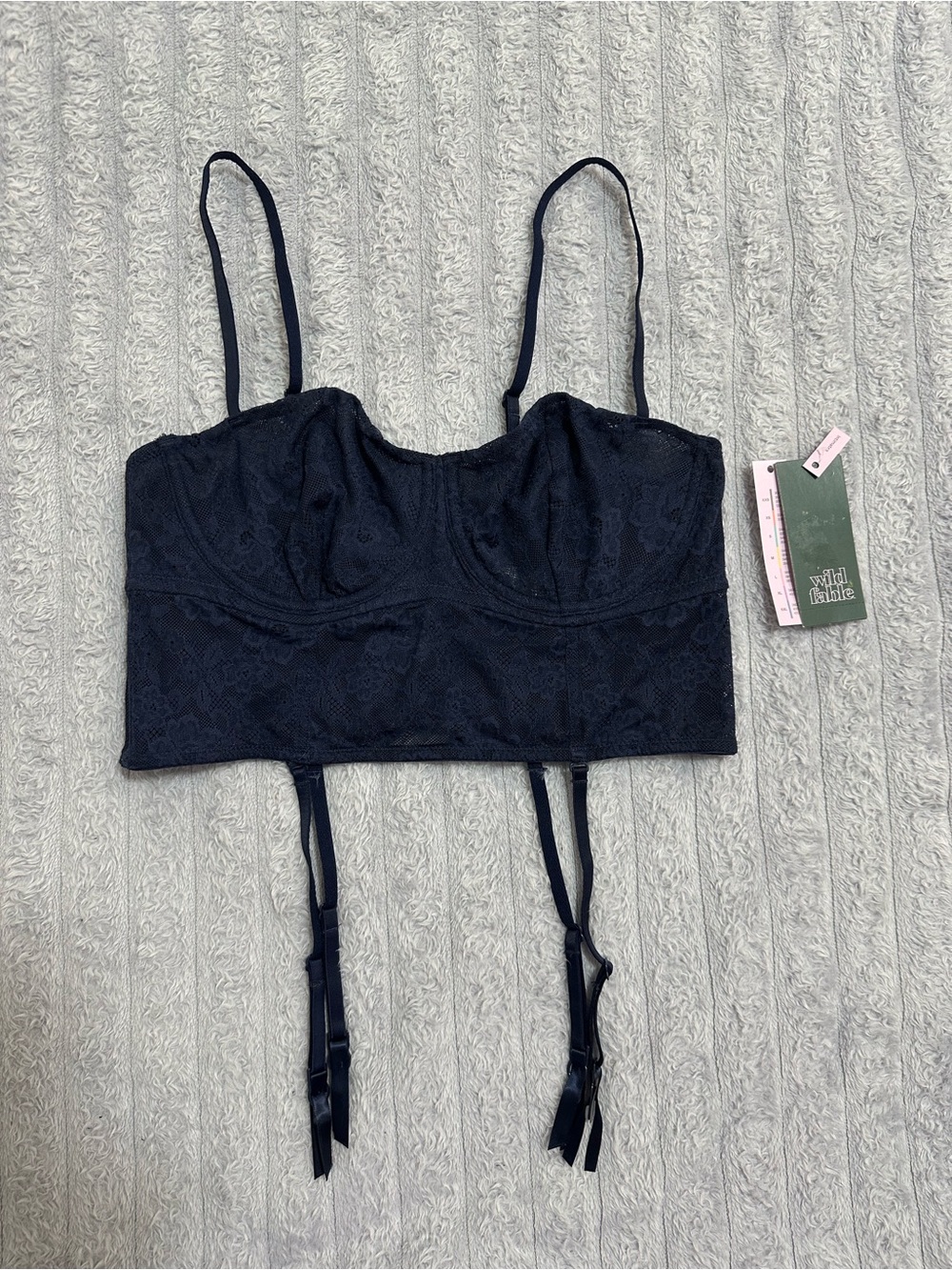 wild fable Black Lace Bustier Crop Top with Garter Straps